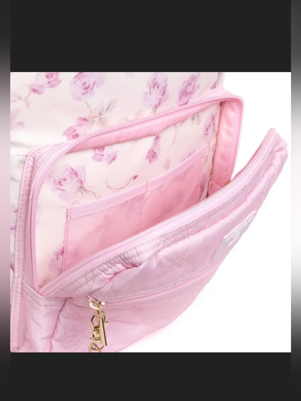 Love Shack Fancy for Target Pink Floral Quilted Kids Backpack with Bow Charm
